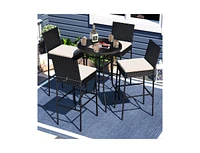 Patio Bar Stools Set of 4 with Footrest and Backrest for Comfortable and Stylish Outdoor Seating