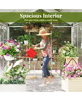 Spacious Walk-In Garden Greenhouse with Polycarbonate Panels & Integrated Rain Gutters