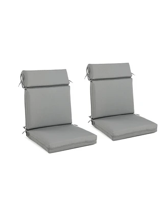 Aoodor 2Pcs Outdoor High Back Dining Chair Cushion Set, Fade and Water Resistant Polyester Fabric Cover with Ties Zipper, 20'' × 37''