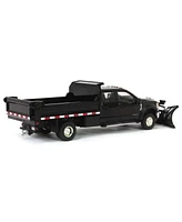 1/64 2020 Ford F-450 Xlt Super Duty Dually with V-Plow & Dump Bed Black 51396-a