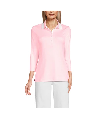 Lands' End Petite 3/4 Sleeve Supima Cotton Polo Shirt