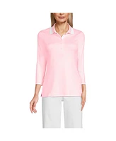 Lands' End Petite 3/4 Sleeve Supima Cotton Polo Shirt