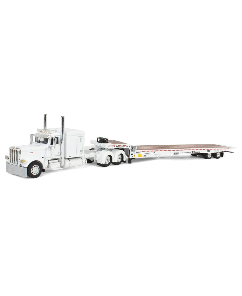 1/64 White Peterbilt 389 w/ Landoll 440B-50CA Traveling Axle Trailer Dcp
