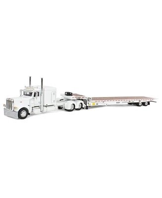 1/64 White Peterbilt 389 w/ Landoll 440B-50CA Traveling Axle Trailer Dcp