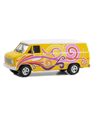 1/64 1976 Chevrolet G20 Custom Van Yellow w/ Swirls, Vannin', Hobby Exclusive