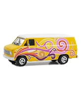 1/64 1976 Chevrolet G20 Custom Van Yellow w/ Swirls, Vannin', Hobby Exclusive