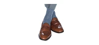 Trafalgar Men's Horatio Cross Hatch Design Mid-Calf Mercerized Cotton Socks