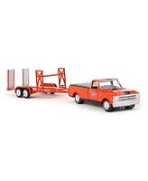 Greenlight Collectibles 1/64 1968 Chevrolet C-10 Pickup Truck Stp with Tandem Car Trailer Hitch & Tow Series 26 32260-b