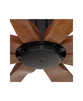 60" Defender Modern Industrial Indoor Outdoor Ceiling Fan with Remote Control Matte Black Hand-Painted Koa Damp Rated for Patio Exterior House Ho