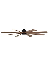 70" Defender Modern Industrial Indoor Outdoor Ceiling Fan with Remote Control Matte Black Hand-Painted Koa Damp Rated for Patio Exterior House Ho