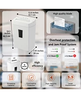 Bonsaii Heavy-Duty Cross-Cut Shredder, Handles up to 12 Sheets at Once, Providing P-4 high Security, Credit Cards, Mail & taples, 5.5-Gallon bin with