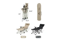 Naturehike, Outdoor Camping Recliner Chair with Side Table, Relaxing Folding Lounge Chair, Adjustable Tilt Chaise Cup Holder, 600D Oxford