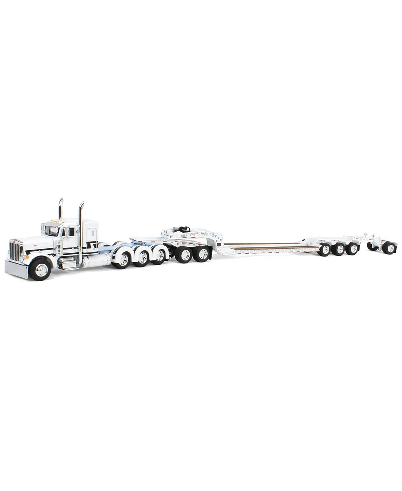 First Gear Dcp 1/64 Peterbilt 379 Tri-Axle Flat Top with Fontaine Magnitude Tri-Axle Lowboy Trailer with Booster & Stinger 60