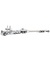 First Gear Dcp 1/64 Peterbilt 379 Tri-Axle Flat Top with Fontaine Magnitude Tri-Axle Lowboy Trailer with Booster & Stinger 60