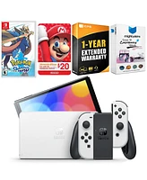 Nintendo Switch White Oled Console with Pokemon Sword, Nintendo $20 eShop Gift Card, MightySkins Console and Controller Skin Voucher