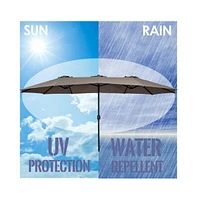 15 Feet Double-Sided Outdoor Patio Umbrella with Crank without Base