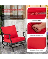 Gymax 3 Piece Patio Conversation Bistro Set Outdoor Rocking Chair Set w/ Cushions