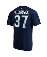 Fanatics Men's Navy Connor Hellebuyck Winnipeg Jets Authentic Stack Name Number T-Shirt