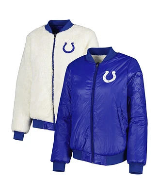 G-iii 4Her by Carl Banks Women's Oatmeal/Royal Indianapolis Colts Switchback Reversible Full-Zip Jacket