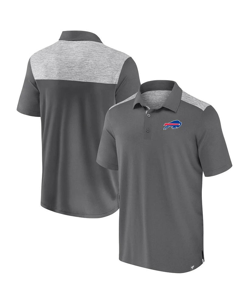 Fanatics Men's Heather Gray Buffalo Bills Long Shot Polo Shirt