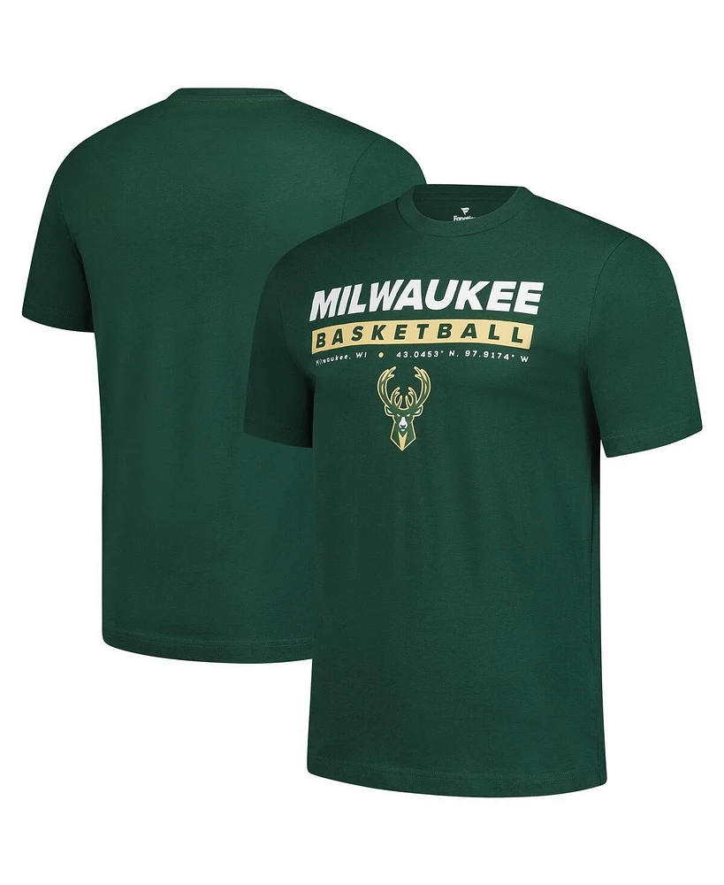 Fanatics Men's Hunter Green Milwaukee Bucks Location Just Net T-Shirt