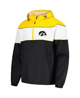 G-iii Sports by Carl Banks Men's Black Iowa Hawkeyes Center Line Half-Zip Raglan Hoodie Sweatshirt