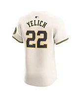 Nike Men's Christian Yelich Cream Milwaukee Brewers Home Elite Player Jersey