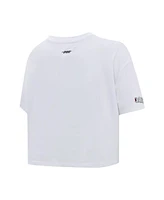 Pro Standard Women's White Carolina Hurricanes Boxy Script Tail Cropped T-Shirt