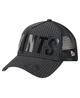 New Era Men's Black New Orleans Saints Midnight Ink Tonal Text A-Frame Trucker 9FORTY Adjustable Hat