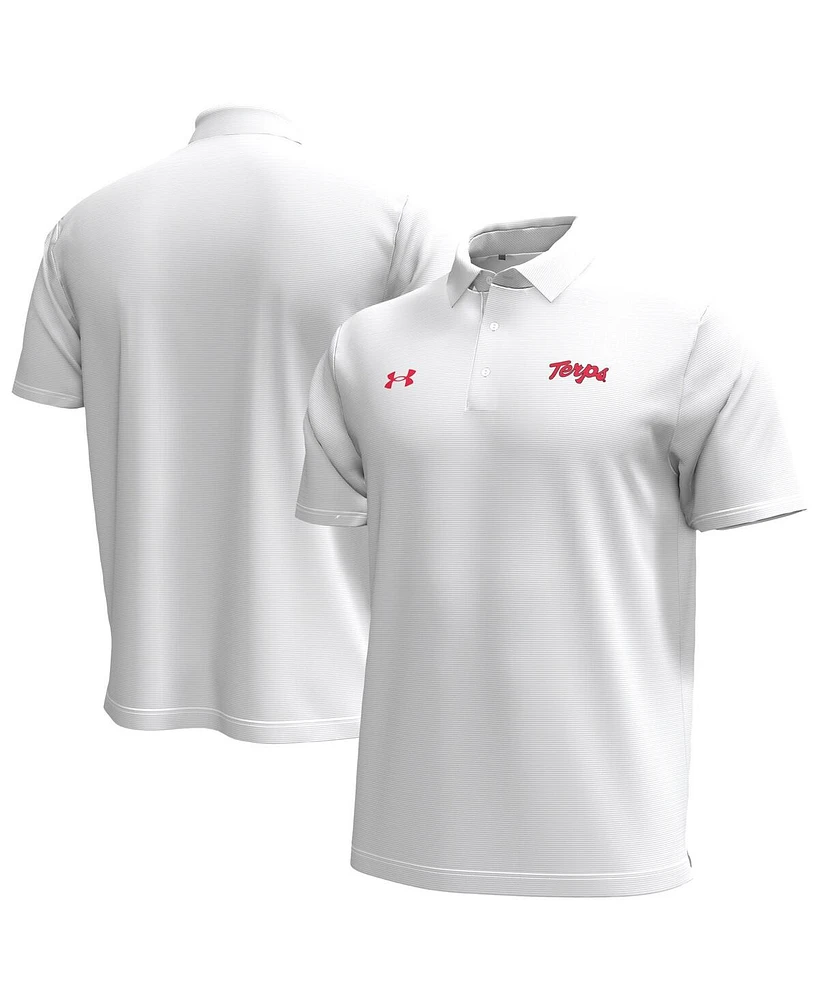 Under Armour Men's White Maryland Terrapins Playoff Chest Stripe Performance Polo Shirt