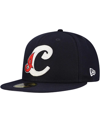 New Era Men's Navy Cleveland Indians Cooperstown Collection Duo Logo 2.0 59FIFTY Fitted Hat