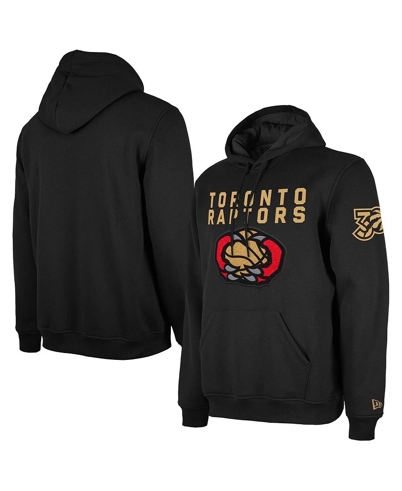 New Era Men's Black Toronto Raptors 2024/25 City Edition Chenille Heavyweight Pullover Hoodie