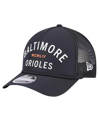 New Era Men's Black Baltimore Orioles Minimalist 9FORTY A-Frame Adjustable Hat