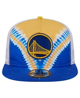 New Era Men's Royal/Gold Golden State Warriors Throwback Dye Golfer Snapback Hat