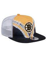 New Era Men's Black/Gold Boston Bruins Throwback V-Dye Adjustable Golfer Hat