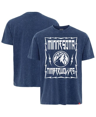 Sportiqe Men's and Women's Blue Minnesota Timberwolves Distressed Rock Roll Collection Angus Premium Mineral Wash T-Shirt