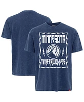 Sportiqe Men's and Women's Blue Minnesota Timberwolves Distressed Rock Roll Collection Angus Premium Mineral Wash T-Shirt
