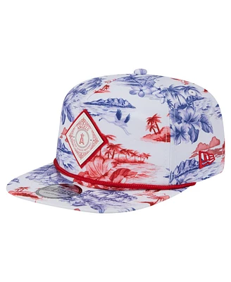 New Era Men's White Los Angeles Angels Printed Island Golfer Snapback Hat