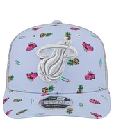New Era Men's Light Blue/Gray Miami Heat Adventure Aloha Pattern 9SEVENTY Stretch-Snap Hat