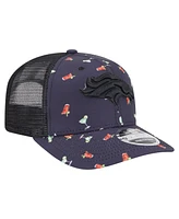 New Era Men's Navy/Black Denver Broncos Adventure Drinks Pattern 9SEVENTY Stretch-Snap Hat