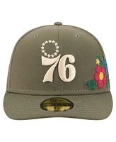 New Era Men's Olive Philadelphia 76ers Tonal Florals 59FIFTY Fitted Hat