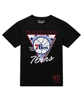 Mitchell & Ness Men's Black Philadelphia 76ers Worldwide Collection Tri-Logo T-Shirt