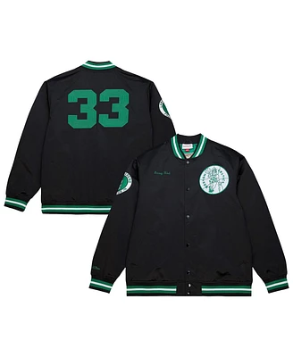 Mitchell & Ness Men's Black Larry Bird Boston Celtics Nba Legends Full-Snap Satin Jacket