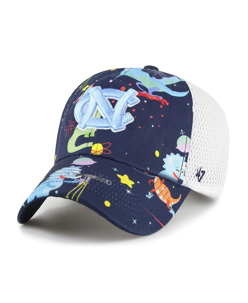 '47 Brand Big Boys and Girls Navy North Carolina Tar Heels Space Dino Clean Up Adjustable Hat