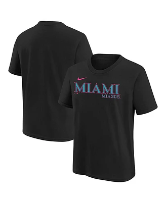 Nike Big Boys and Girls Black Miami Marlins 2025 City Connect Wordmark T-Shirt