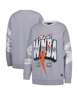 The Wild Collective Women's Gray Wnba Double Collar Fleece Pullover Sweatshirt
