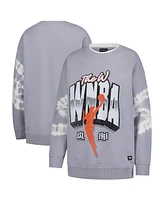 The Wild Collective Women's Gray Wnba Double Collar Fleece Pullover Sweatshirt
