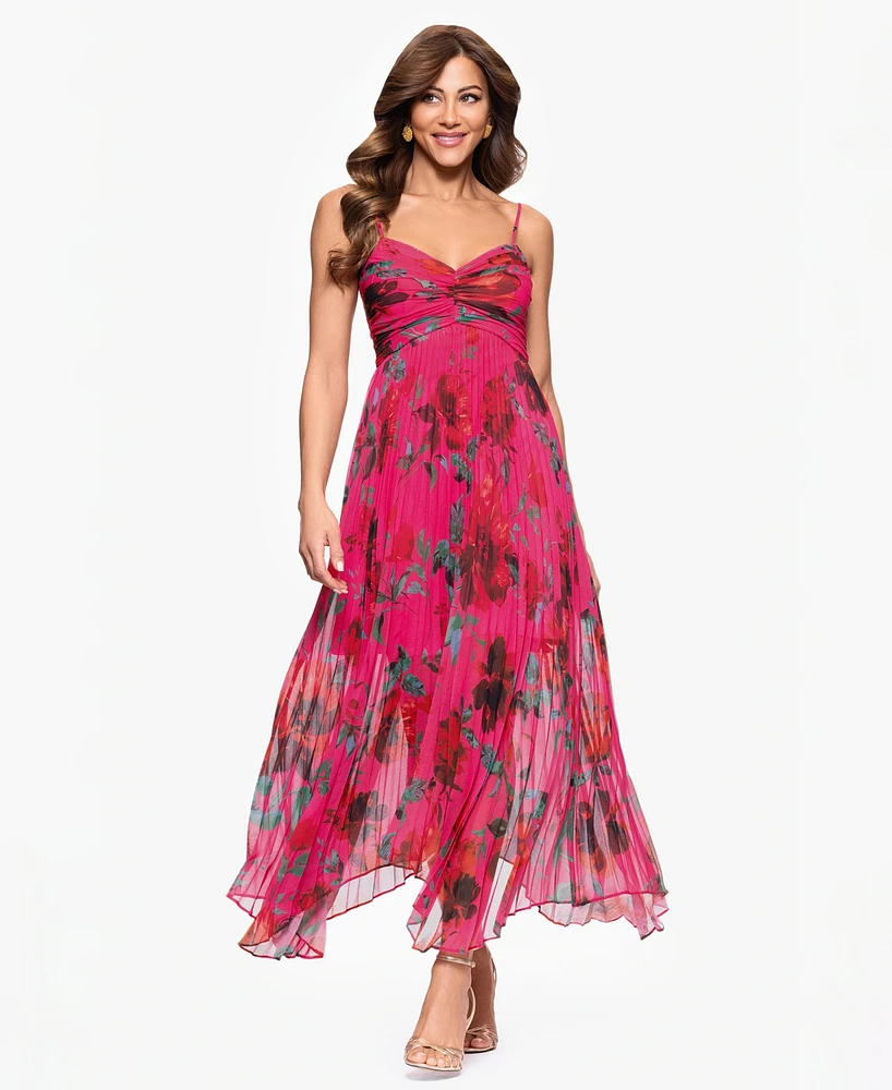 Xscape Women's Printed Sweetheart Spaghetti-Strap Dress