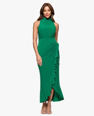 Xscape Women's High-Neck Ruffled-Front Sheath Dress