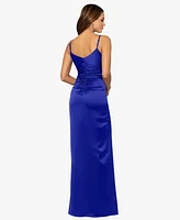 Xscape Women's Satin Ruched V-Neck Gown